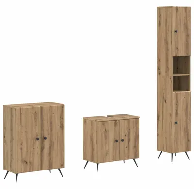 Zdjęcie produktu dla Komplet szafek łazienkowych BREDA, 3-częściowy, wykończenie: Artisan Eiche (dąb Artisan)