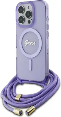 Produktbild von Etui Guess Crossbody Cord Script Magsafe Na Iphone 16 Pro Max - Fioletowe