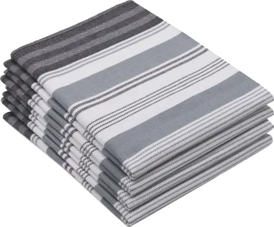 Produktbild von 4er Set Geschirrtücher, 50x70 cm, 100% Baumwolle, grau gestreift