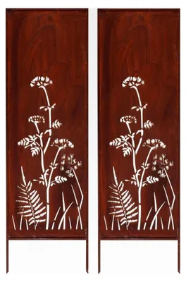 Produktbild von Kapaga - 2x Sichtschutz aus Metall - 160 cm x 50 cm - Edelrost - Rostoptik für den Garten - Sichtschutzelement - Sichtschutzwand - Gartendekoration - Rost