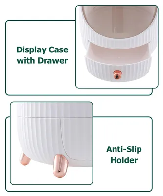 Produktbild von Make-up-Aufbewahrungs-Organizer, Kosmetik-Vitrine, LED-Lichtbox und transparente Abdeckung, einfache Organisation von Hautpflegeprodukten für Badezimmer, Arbeitsplatte, Schlafzimmer, Schminktisch, Schreibtisch, Reisen