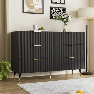 Immagine prodotto di Elegante mobile contenitore a buffet dal design moderno, dotato di cassetti e spazio di stoccaggio.