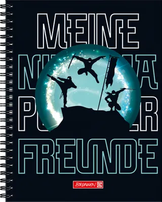 Obrázok produktu pre BRUNNEN 1062091321 BRUNNEN Freundebuch Ninja Power ca. DIN A5 liniert, schwarz/blau Hardcover 80 Seiten