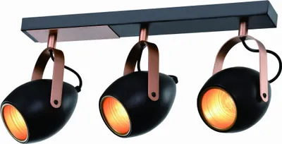 Obrázok produktu pre Candellux Čierno-medené stropné/nástenné svietidlo Anica pre žiarovku 3x E14 93-82589