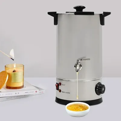 Produktbild von 10L Wachsschmelzer für Kerzenherstellung 1800W Wachsschmelztopf aus Edelstahl mit Deckel, Kerzen Wachsschmelzgerät, Temperaturregler 30-110°C - Schmelztopf für Zuhause DIY Kleine Kerzenladen