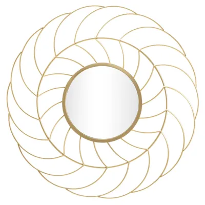 Image de Miroir mural rond en métal doré Ø 88X7