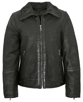Produktbild von Mauritius - Damen Echtleder Lederjacke Lammnubuk schwarz