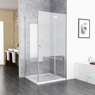 Produktbild von Duschkabine 75x70x195cm Eckeinstieg Schwingtür , 75 Scharniertür mit 70 Seitenwand 6mm ESG Glas Duschwand, Pendeltür Komplett Dusche Duschabtrennung