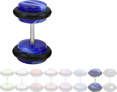 Produktbild von Fake Plug Ohrstecker in Acryl marmoriert Größe - 8 mm Farbe - Blau