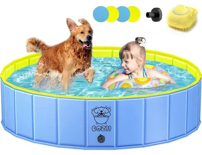 Produktbild von Hundepool faltbar 120 x 30 cm, rutschfestes PVC, inkl. Badebürste