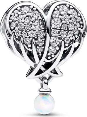 Produktbild von Moments Engelsflügel und Herz Charm aus 925er Silber von PANDORA