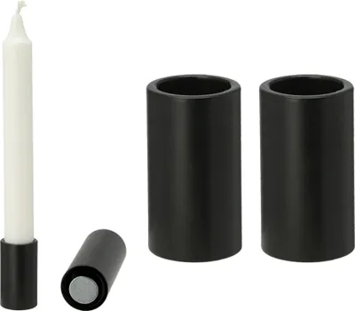 Produktbild von Novaliv 2x Stabkerzenhalter magnetisch SCHWARZ 2,8x5cm Kerzenständer Magnet Kerzenhalter Tafelkerzen Stabkerzen Tischdekoration Weihnachten Dekotablett Adventskranz candle holder Wohnzimmerdeko
