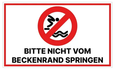 Produktbild von Schild Nicht vom Beckenrand springen Schwimmbad Hinweisschild Alu/Dipond inkl. Klebepads 25x15 cm