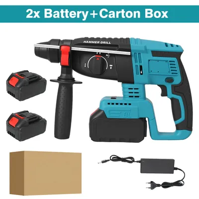 Immagine prodotto di Trapano avvitatore a percussione - 26 mm - Senza spazzole - 4-in-1: perforazione, perforazione a percussione, scalpellatura e fresatura - A batteria - 2 batterie