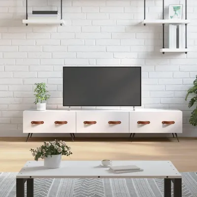 Obrázek produktu pro vidaXL TV skříňka vysoký lesk bílá 150x36x30 cm Dřevěný materiál