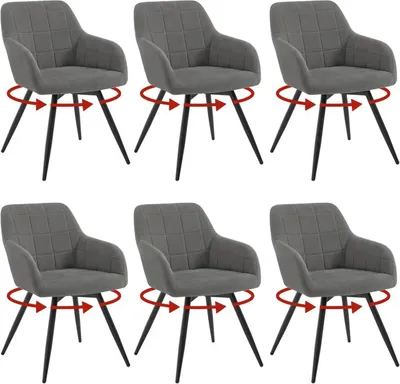 Produktbild von WOLTU Esszimmerstuhl, gepolstert, ergonomisch, drehbar, mit Metallbeinen, Samt : Dunkelgrau 6 Farbe: Dunkelgrau Stückzahl: 6