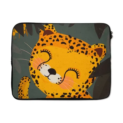 Produktbild von MuchoWow® Laptop Hülle 15 Zoll Gepard - Tiere - Dschungel - Kinder Laptoptasche - Laptoptasche - Sleeve - Rundum-Schutz