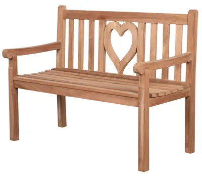 Produktbild von Teakholz Gartenbank Herz 120 cm
