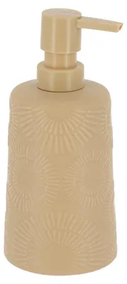 Image de TENDANCE | Doseur de savon - Pot à savon - 430 ml - Beige - Distributeur de savon - Faïence