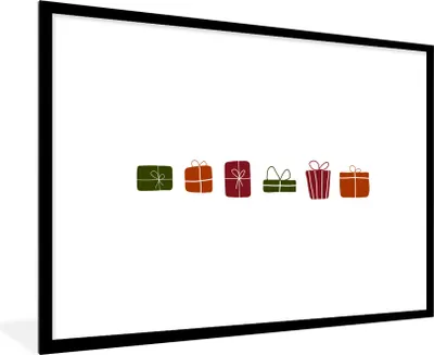 Produktbild von MuchoWow® Gerahmtes Poster Geschenke - Weihnachten - Weiß 90x60 cm - Poster mit Schwarzem Bilderrahmen Wandposter Rahmen Foto Bilder - Wanddekoration - Fotos