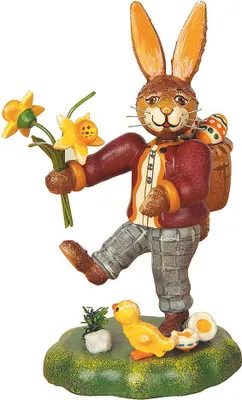 Produktbild von Hasenvater mit Narzisse (10cm) von Hubrig Volkskunst