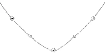 Produktbild von Halskette Collier Rundankerkette Kugeln & Herzen 925 Silber rhodiniert 42-45cm