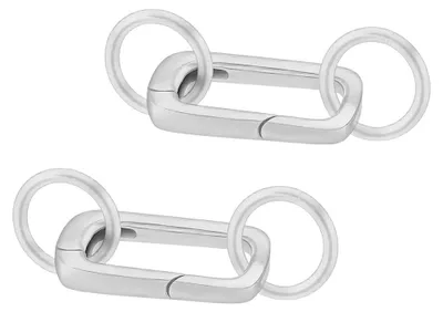 Image de Fermoirs à ressort - 2 pièces en argent sterling 925 - Fabrication de bijoux - 2 fermoirs ovales de 19 mm avec anneaux de connexion