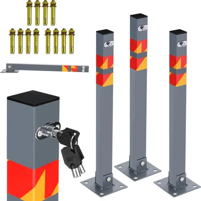 Image de TolleTour Poteau de barrage 3x Barrière de parking Pliable universelle Poteau de parking Barrière