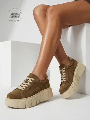 Produktbild von Sneakers Damen Athena Braun Leder Bequem für Sommer, Größe 38