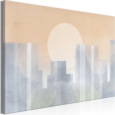Produktbild von Italienischer Leinwand Leinwandbild - Modern City (1 Part) Wide - Second Variant 60x40 cm Städte d-A-10002-b-b