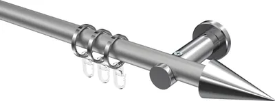 Produktbild von Interdeco Gardinenstange / Vorhangstange Silbergrau / Chrom, Typ Platon Savio (Kegel), 20 mm Ø 1-läufig, 240 cm