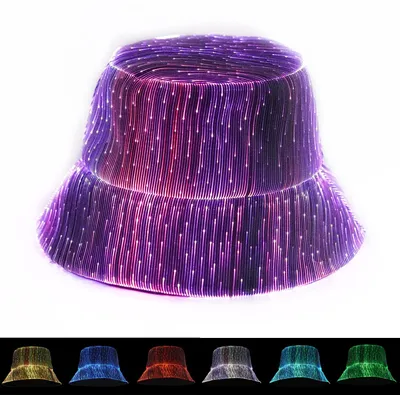 Produktbild von lumisonata LED-Leuchthut mit 7 Farben, wiederverwendbarer LED-Bucket-Hut mit Lichteffekten für Festivals, Partys und Nachtevents, futuristische USB-la