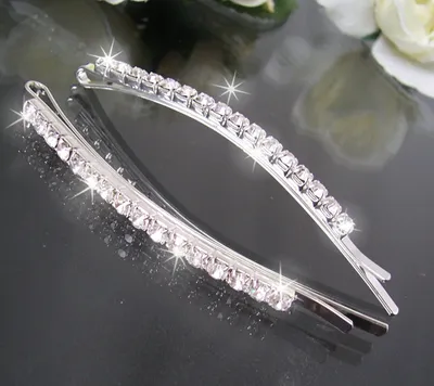 Produktbild von Haarschmuck Haarspange 9x0,4cm Haarklemme Strass versilbert Hochzeit Ball H1833