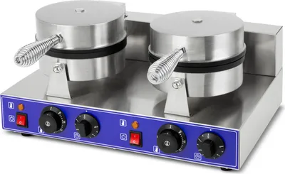 Obrázek produktu pro VERTES Vaflovač na belgické vafle dvojitý elektrický 2000W nerezový (2x časovač 5min, 2x plynule nastavitelná teplota 50-300 °C)