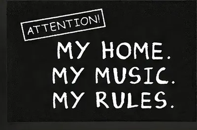 Produktbild von Sprüche Fußmatte  Attention! My home. My music. My rules. schwarz Standard