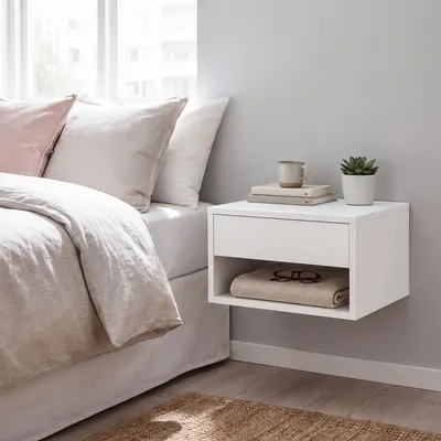 Produktbild von VASAGLE Nachttische 2er Set Modern Schwebend mit Schublade 40 x 35 x 23 cm Wolkenweiß