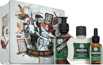 Obrázok produktu pre Proraso darčeková sada Refreshing Metal Box Beard Care 200 ml + 100 ml + 30 ml