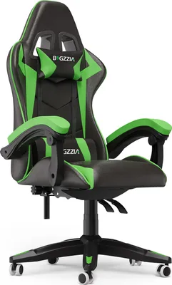 Produktbild von Bigzzia Bürostuhl Ergonomisch, Schreibtischstuhl, Drehstuhl, Gaming Sessel, Gamingstuhl, mit Kopfstützen, bis zu 110 kg, Grün