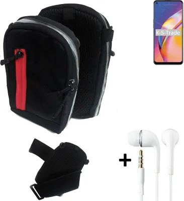 Produktbild von K-S-Trade Outdoor Gürteltasche Holster Umhängetasche + Kopfhörer kompatibel mit Oppo F19 Pro+ 5G schwarz Handy Tasche Case travelbag Schutzhülle