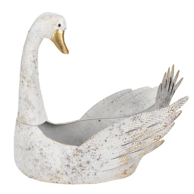 Obrázok produktu pre Clayre & Eef Držiak na rastliny Swan 44x26x43 cm Biely kov