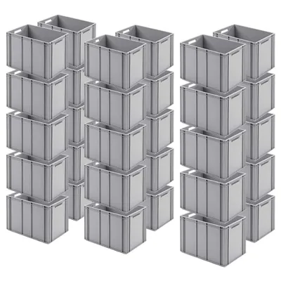 Produktbild von 30 Eurobehälter m. 2 Durchfassgriffen, grau, Boden verrippt, LxBxH 600x400x420 mm