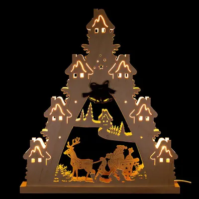 Productafbeelding van Lichterspitze "Kerstman op een slee" (38x43 cm) van Weigla Holzkunst
