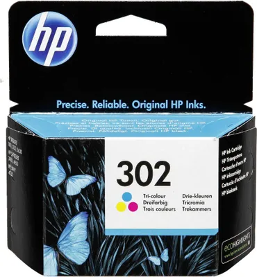 Zdjęcie produktu dla HP Oryginalny wkład atramentowy 302, trójkolorowy, Standardowy, Cyjan, Purpurowy, Żółty, Atrament barwnikowy, 1 szt., 150 stron(y), Multipak