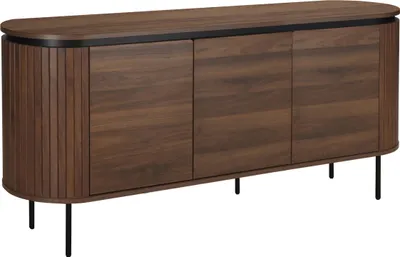 Immagine prodotto di Credenza moderna rettangolare 3 ante L160 cm legno scuro - Oviala Hemera