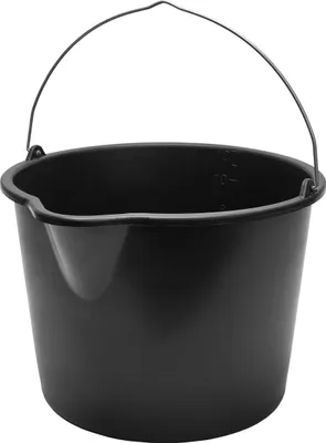 Produktbild von Garronda Baueimer 12 L mit Ausguss – robuster Mörteleimer aus recyceltem Kunststoff mit Metallhenkel, stabiler Putzeimer und Maurerkübel für Baustelle, Garten und Haushalt GD-0168