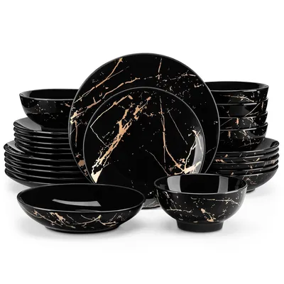 Productafbeelding van LOVECASA Porseleinen servies, 24-delig. Combinatieservies, serviesset voor 6 personen, inclusief dinerborden, soepborden, dessertborden en kommen