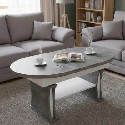 Produktbild von Design Couchtisch DA-130 oval 130 - 170cm ausziehbar höhenverstellbar mit Ablage