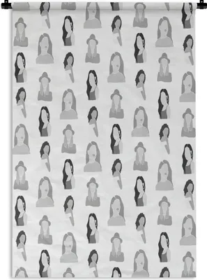 Produktbild von MuchoWow® Wandteppich Wandbehang Hintergrund - Frau - Schwarz - Weiß 60x90 cm Tapisserie Dekoration Wandtuch - Foto-Teppich - Abwaschbar