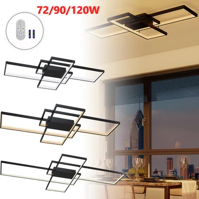 Produktbild von LARS360 72W Dimmbar LED Deckenlampe mit Fernbedienung 5040LM – Geometrisches Design für Wohnzimmer und Küche, modernes Wohnambiente Schwarz