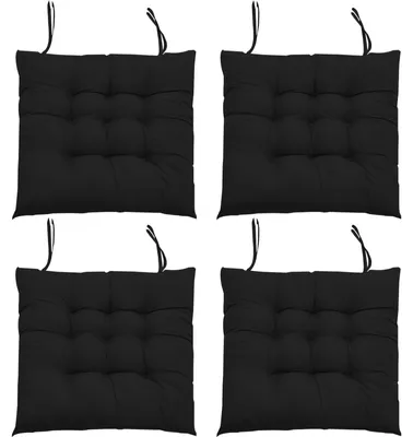 Stuhlkissen Set 4er-Pack 40x40x6 cm Sitzkissen Schwarz